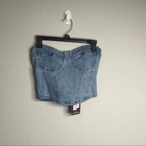 Vintage Denim Bust Detail Corset, by pretty little things size 12